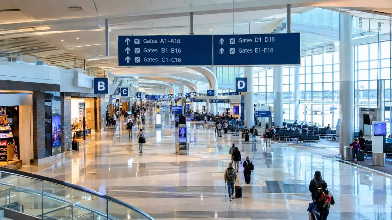 CLT Airport gates and interconnected concourses layout